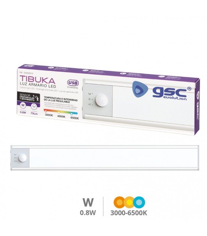 Luz Armario LED TIBUKA con Sensor 0.8W 75Lm USB CCT