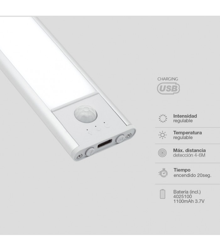 Luz Armario LED TIBUKA con Sensor 0.8W 75Lm USB CCT