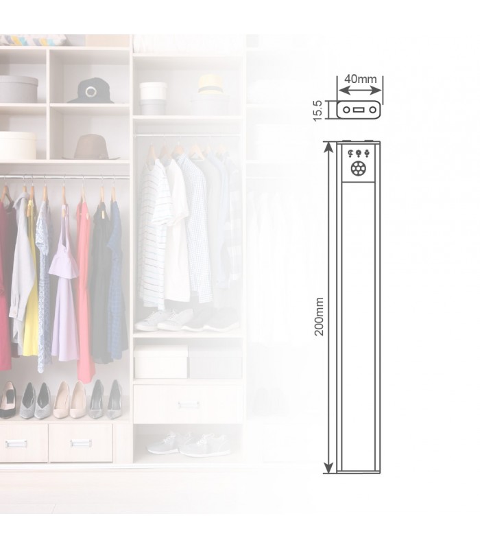 Luz Armario LED TIBUKA con Sensor 0.8W 75Lm USB CCT