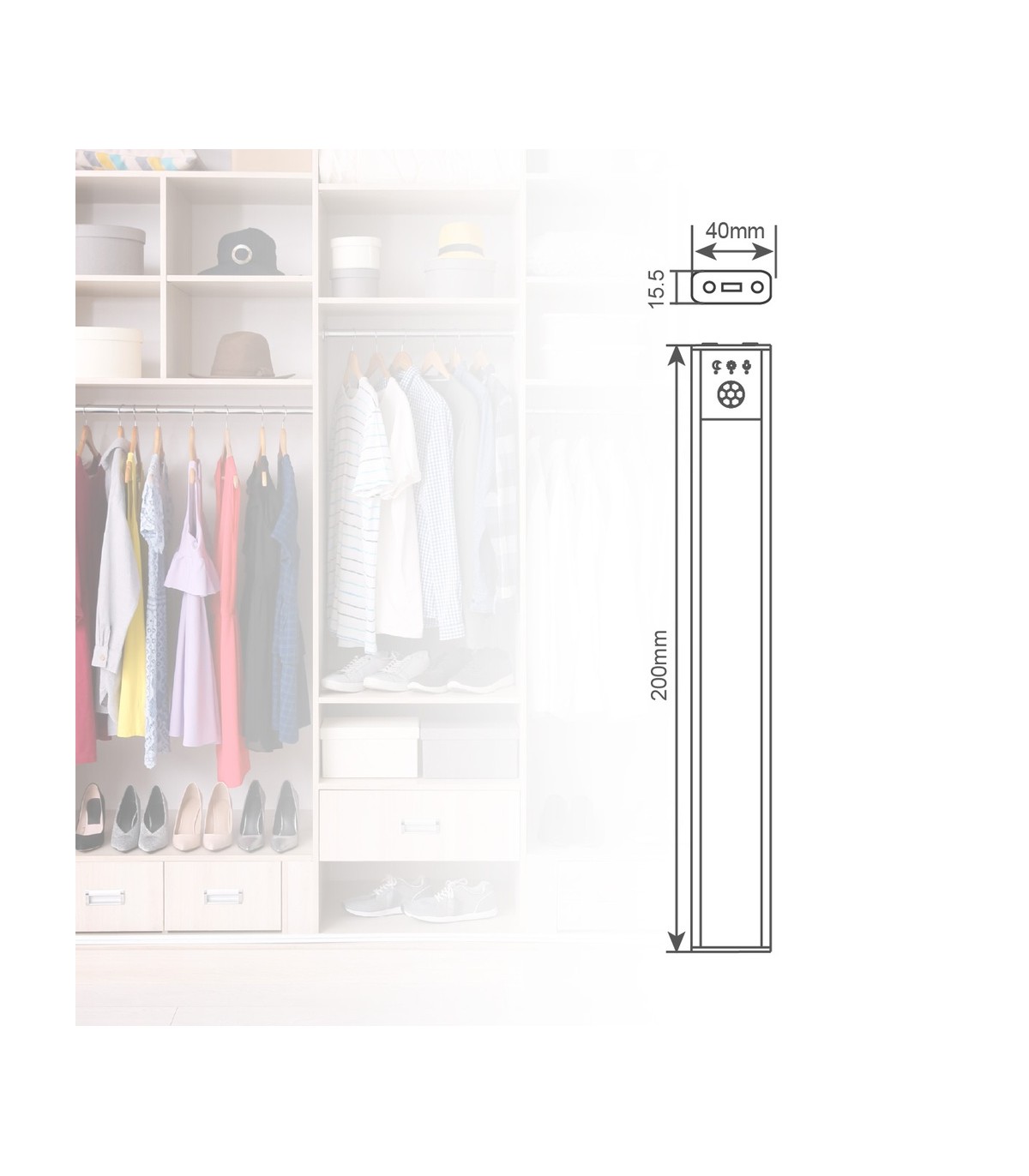 Luz Armario LED TIBUKA con Sensor 0.8W 75Lm USB CCT