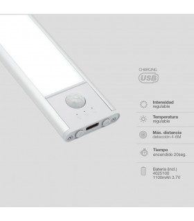 Luz Armario LED TIBUKA con Sensor 1.8W 180Lm USB CCT