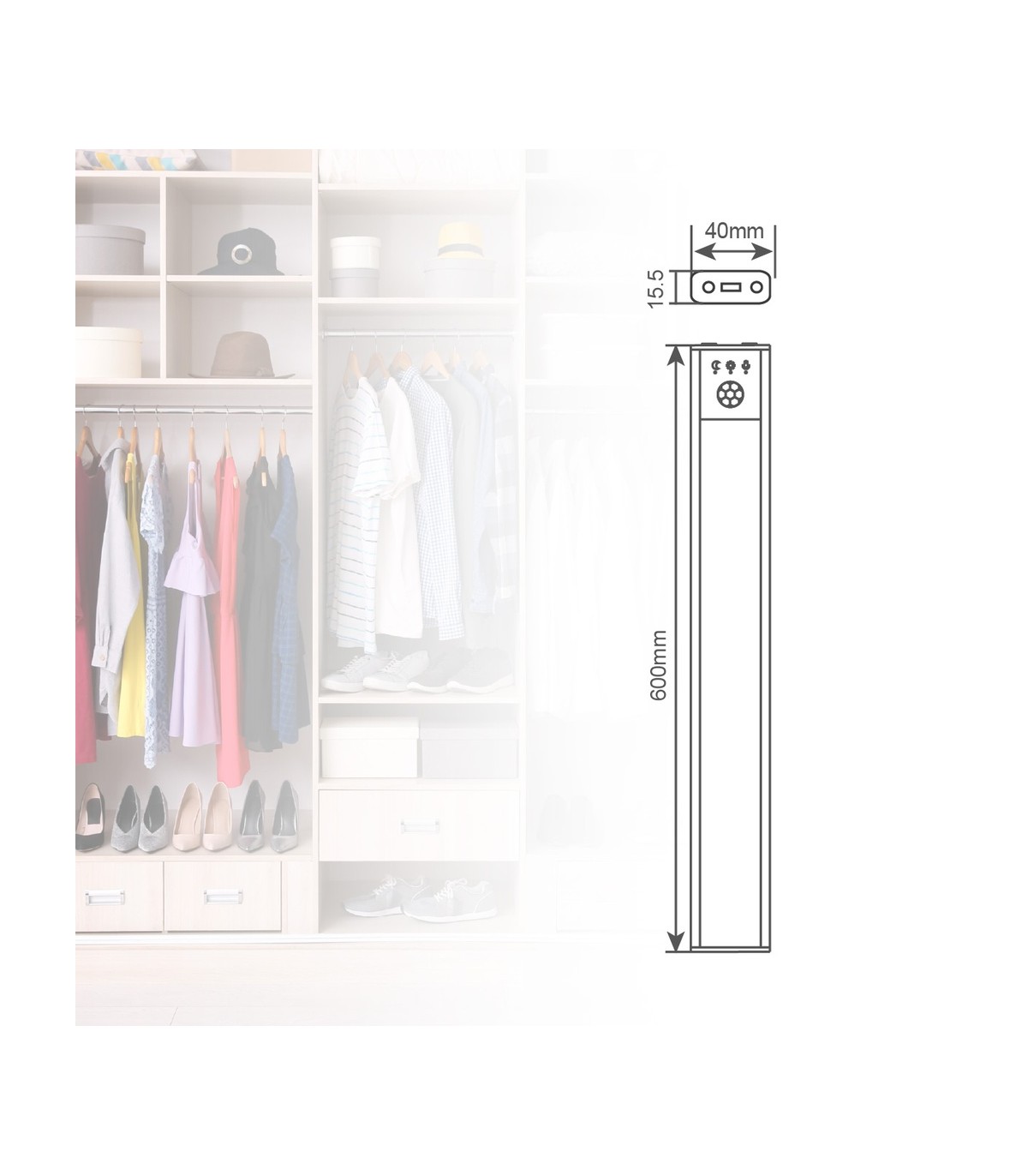 Luz Armario LED TIBUKA con Sensor 1.8W 180Lm USB CCT
