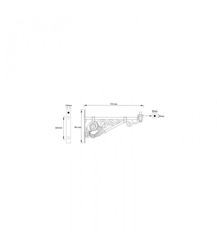 Brazo Aluminio/Hierro Modelo Villa 74cm