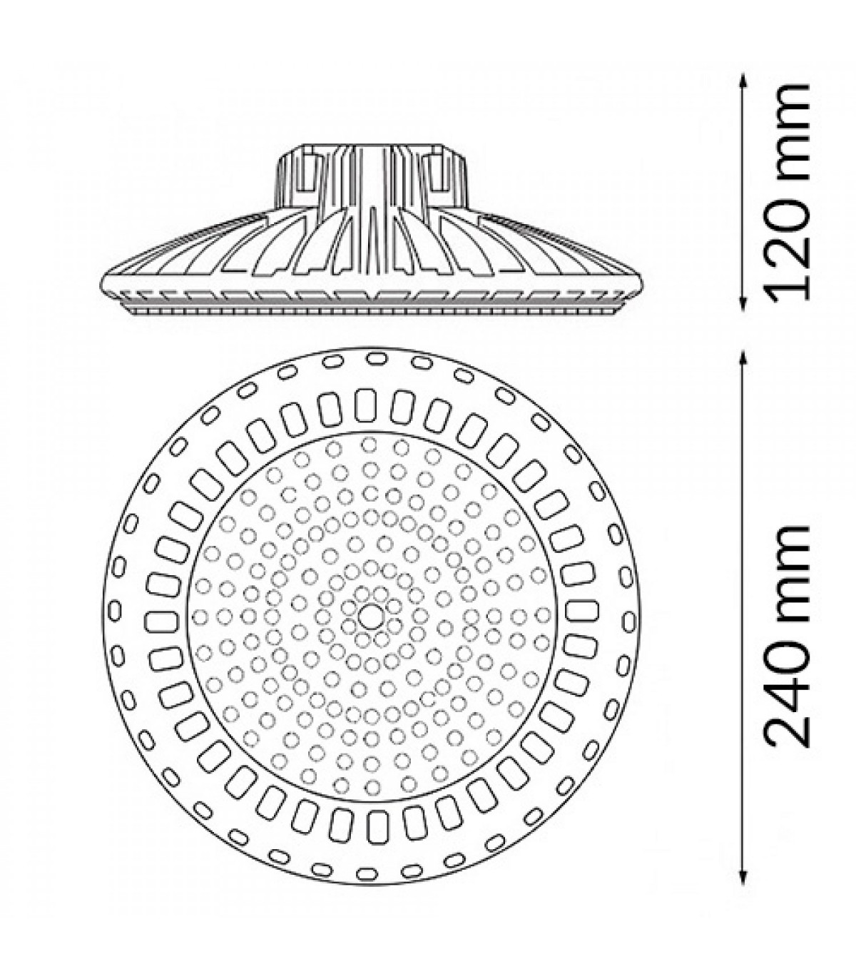 Campana UFO BRAND 0-10V 120W 15600Lm 90º IP65
