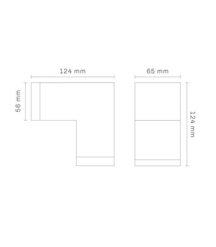 Unión L 90º 8W 800Lm Blanco para Barra Lineal MODULINE IP20 CCT