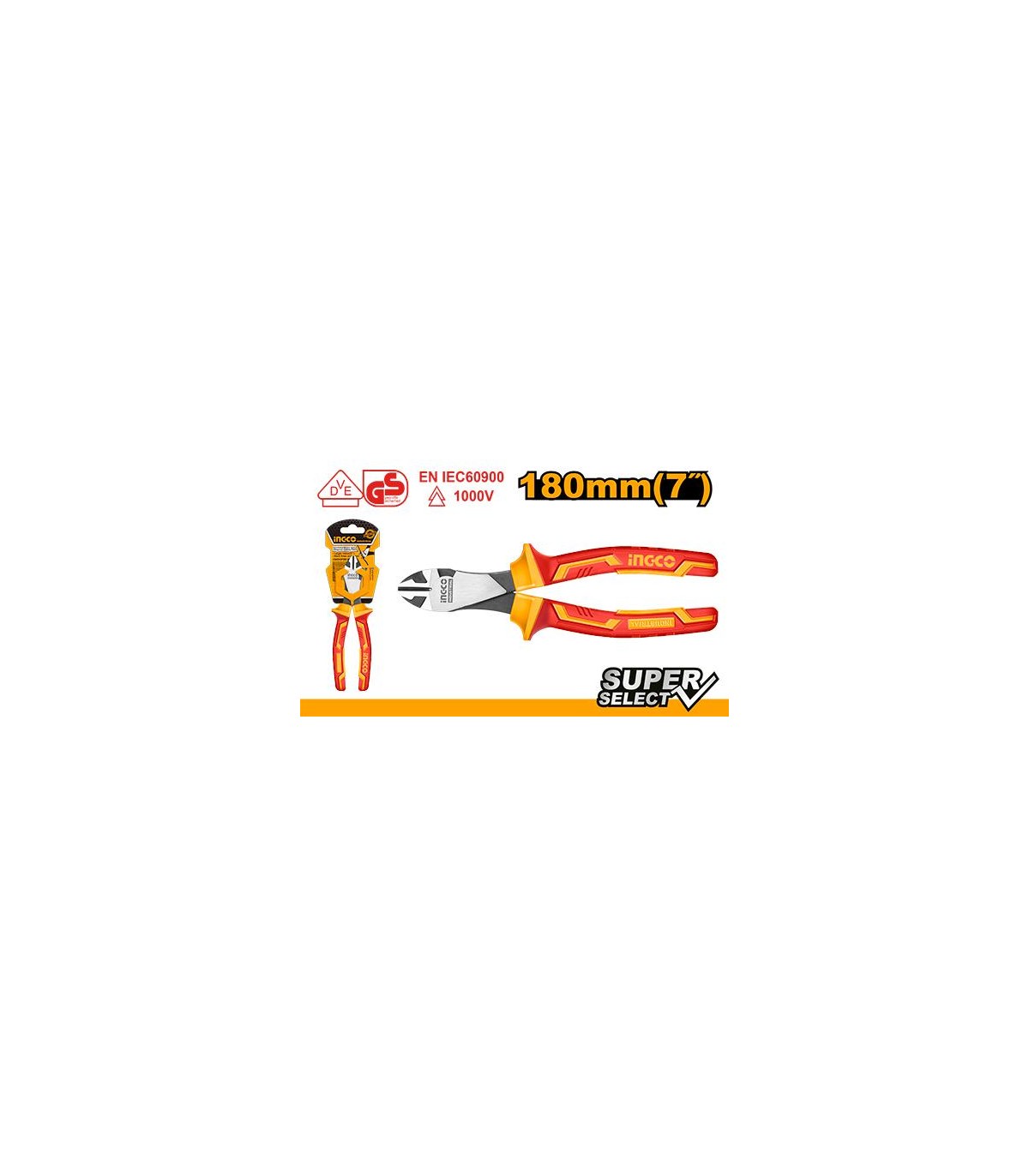 Alicate Corte Diagonal electricista 7" 180mm VDE