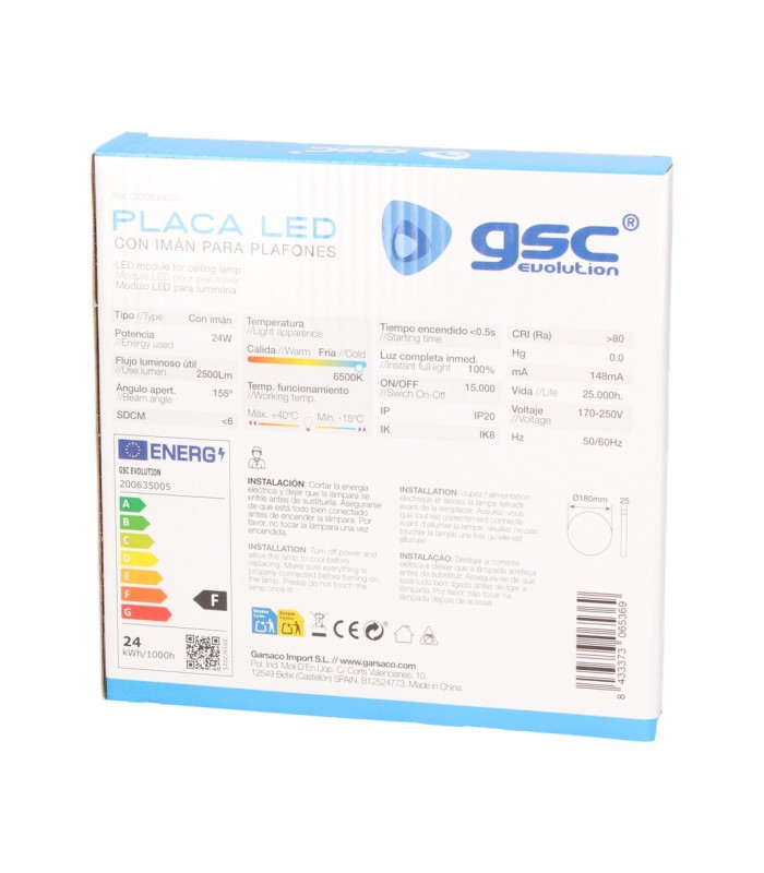Placa Led Imán Para Plafones 24W 2500Lm IP20