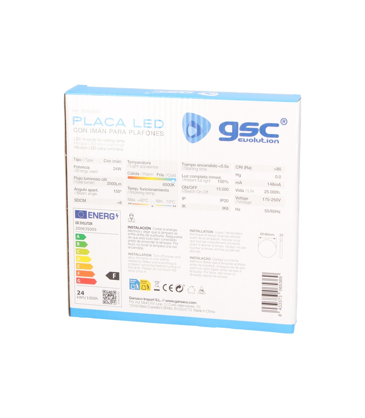 Placa Led Imán Para Plafones 24W 2500Lm IP20