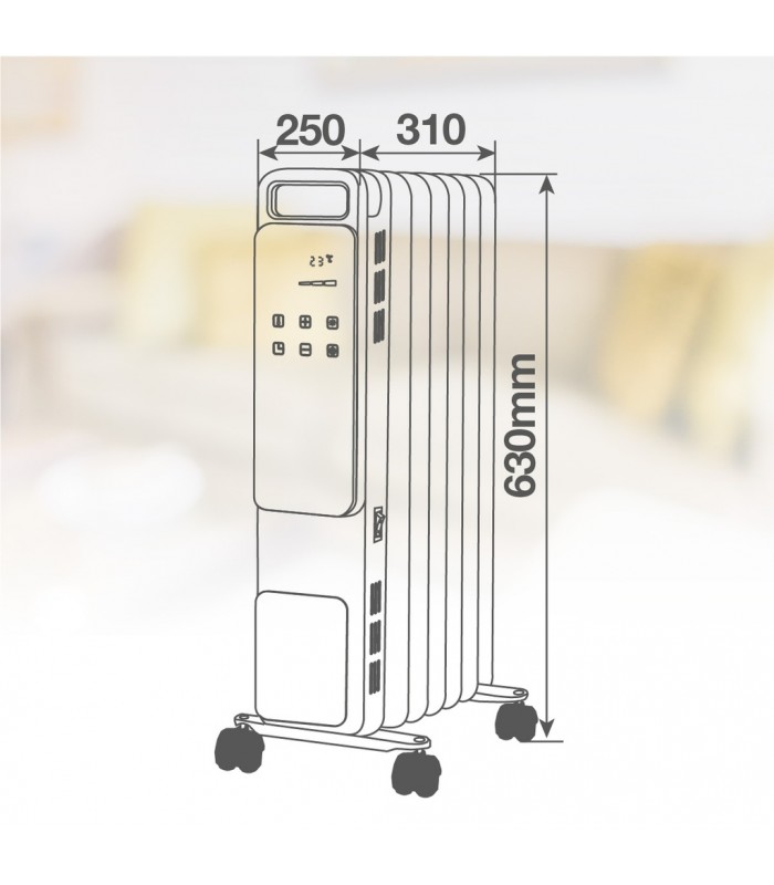 Radiador con mando DURASIL 1500W Negro 7 Elementos