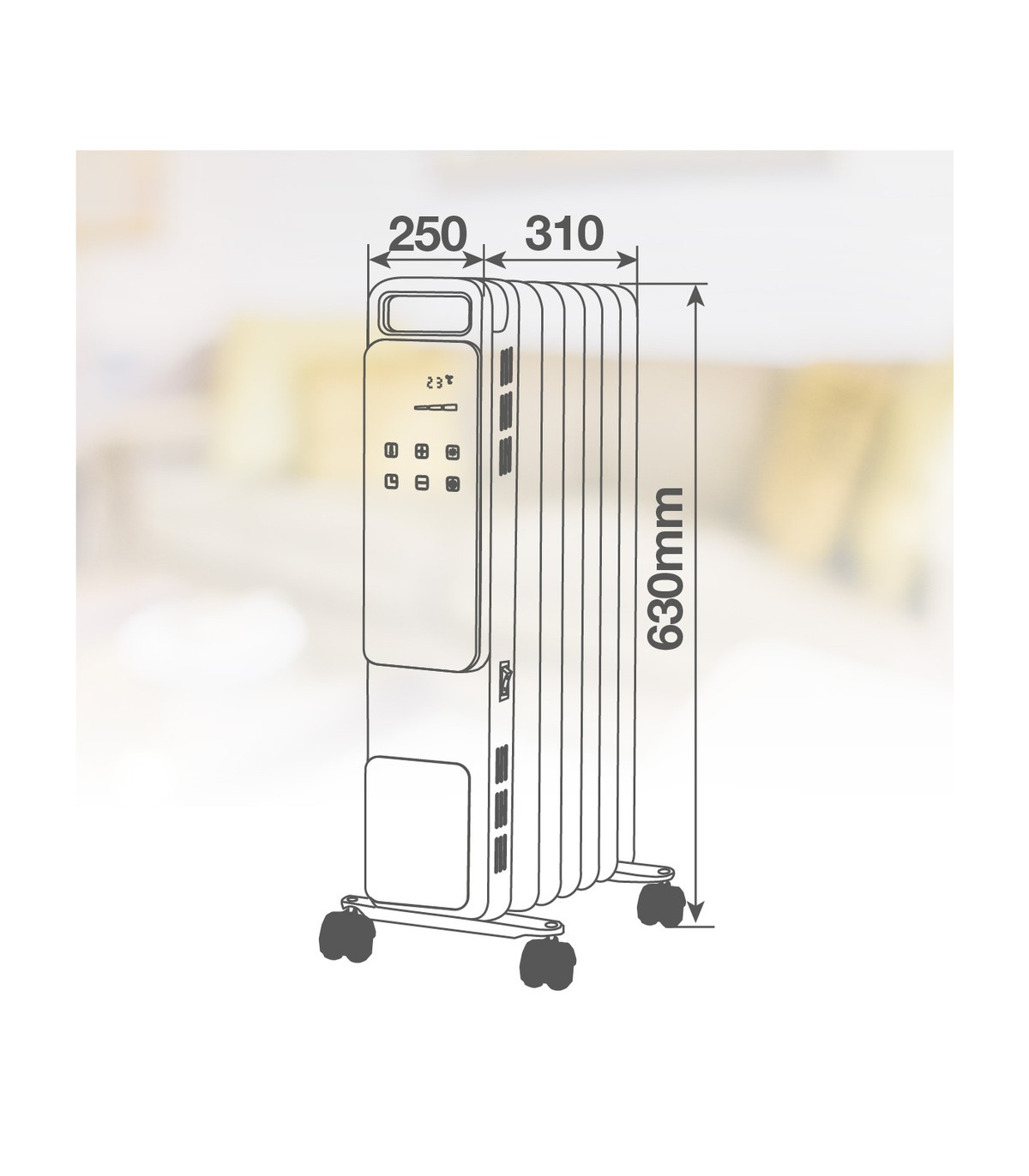 Radiador con mando DURASIL 1500W Negro 7 Elementos