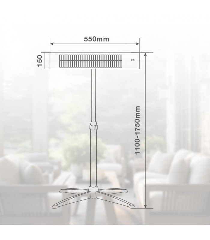 Estufa Exterior Tubo de Carbon BAYIR 2000W