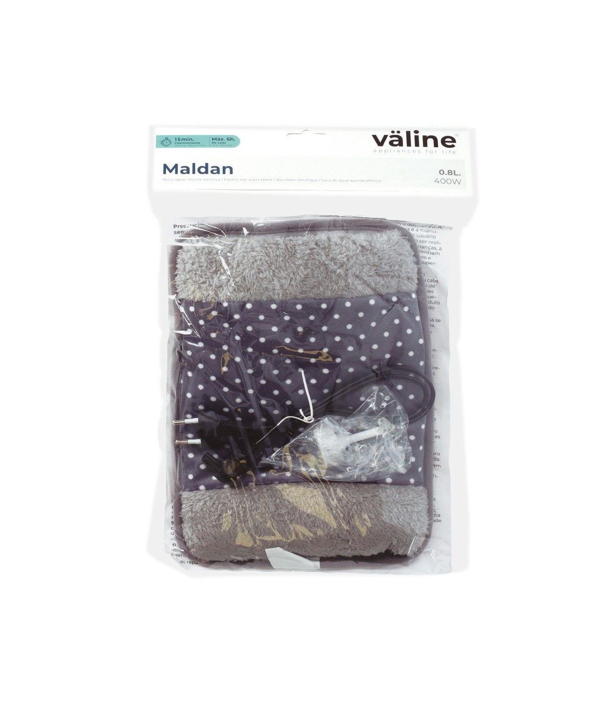 Bolsa de agua caliente eléctrica Maldan Gris 400W