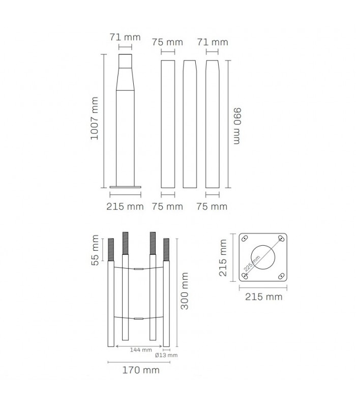 Columna Para Farola LUMIARQ Desmontable Negro Ø71mm 3.7 Metros
