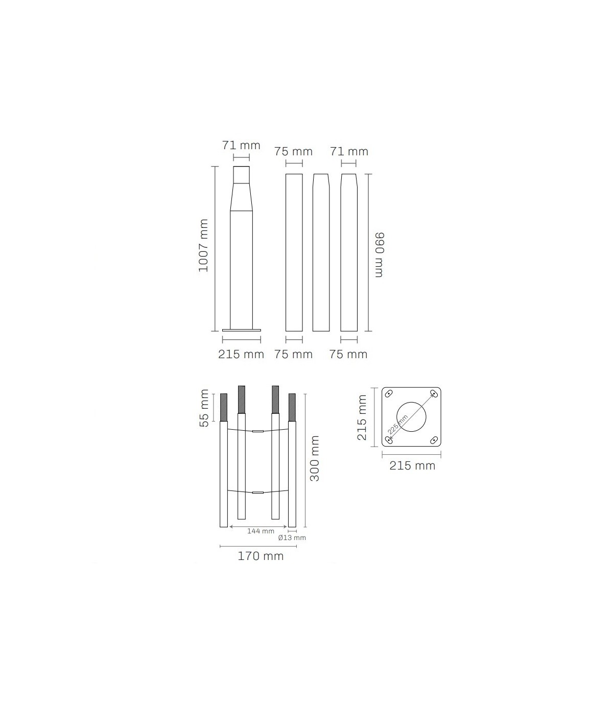 Columna Para Farola LUMIARQ Desmontable Negro Ø71mm 3.7 Metros
