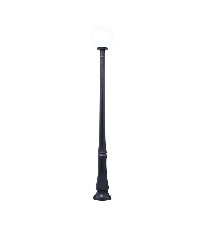 Farola Exterior Resina GLOBE 1xE27 Negro IP55 Ø30x227Cm