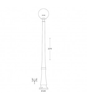 Farola Exterior Resina GLOBE 1xE27 Negro IP55 Ø30x227Cm