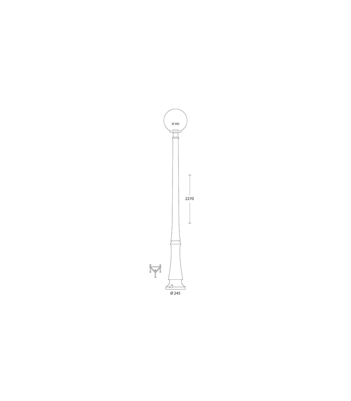 Farola Exterior Resina GLOBE 1xE27 Negro IP55 Ø30x227Cm