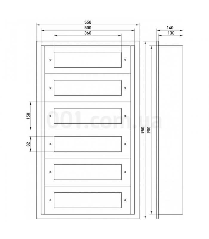 Envolvente Modular Empotrado 120 Módulos 6 Filas 950x500x165mm IP54