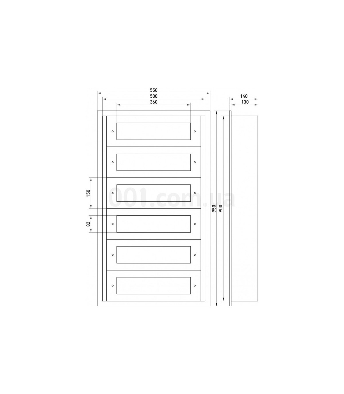 Envolvente Modular Empotrado 120 Módulos 6 Filas 950x500x165mm IP54