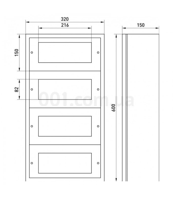 Envolvente Modular Superficie 48 Módulos 4 Filas 600x320x140mm IP54