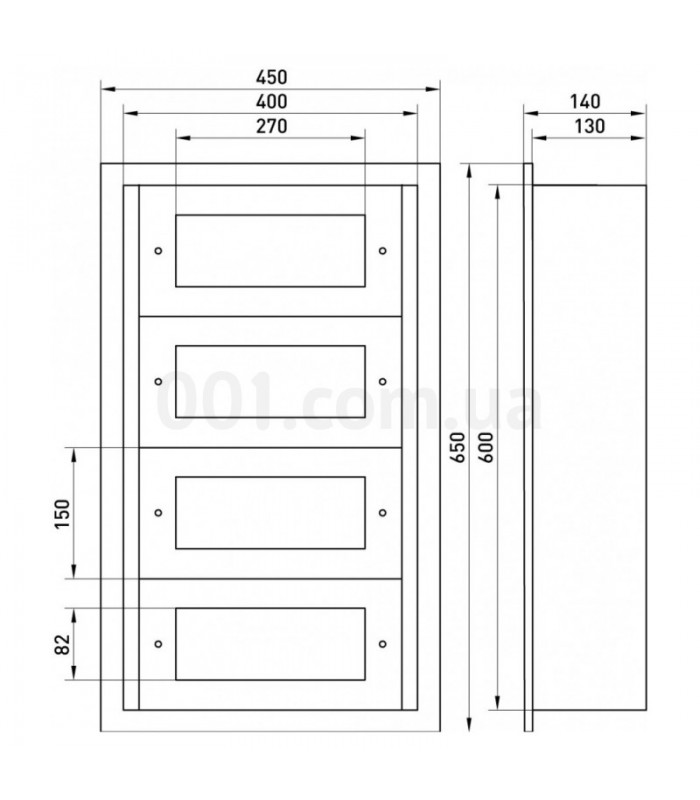 Envolvente Modular Empotrado 60 Módulos 4 Filas 600x400x140mm IP54
