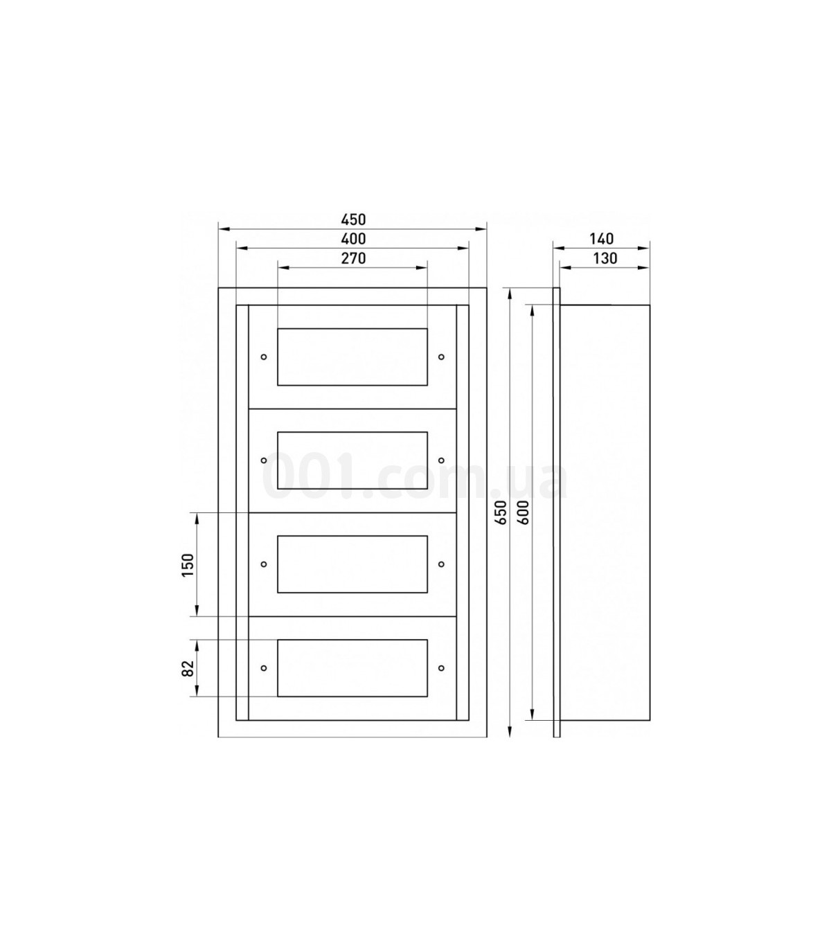 Envolvente Modular Empotrado 60 Módulos 4 Filas 600x400x140mm IP54