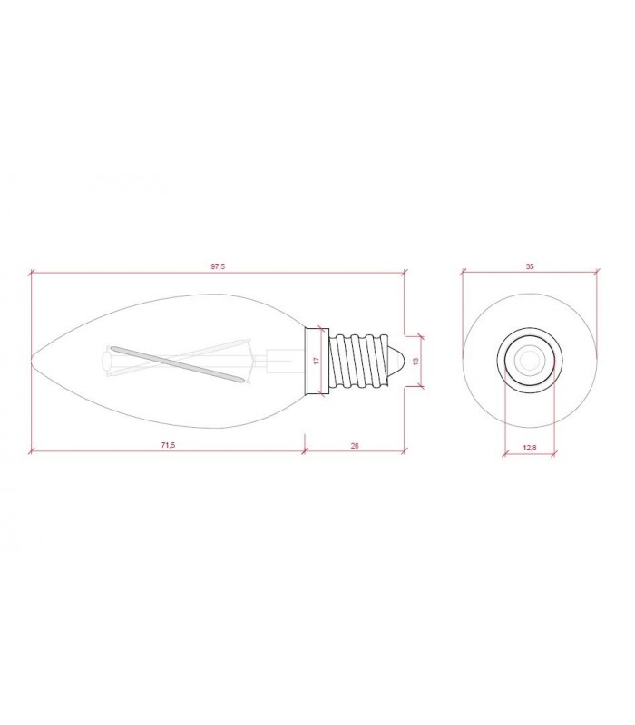Bombilla Vela LED 4W 400Lm E14 3000K Serie ORO