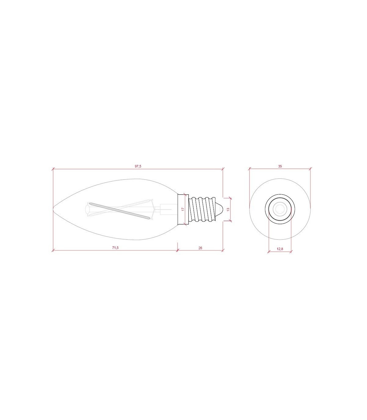Bombilla Vela LED 4W 400Lm E14 3000K Serie ORO