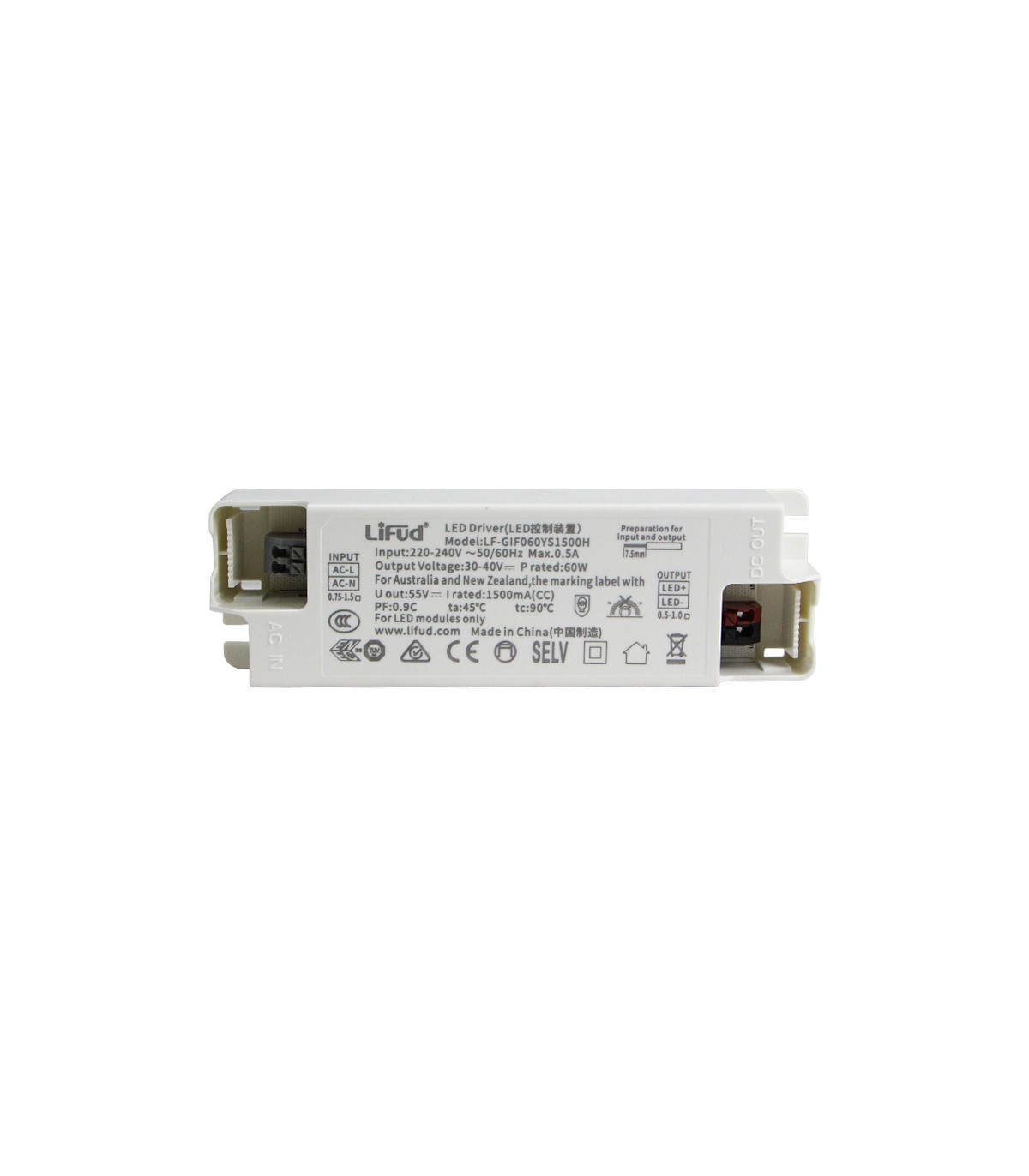 Driver LIFUD 62W OUT 30-40VDC 1550mA Free Flicker