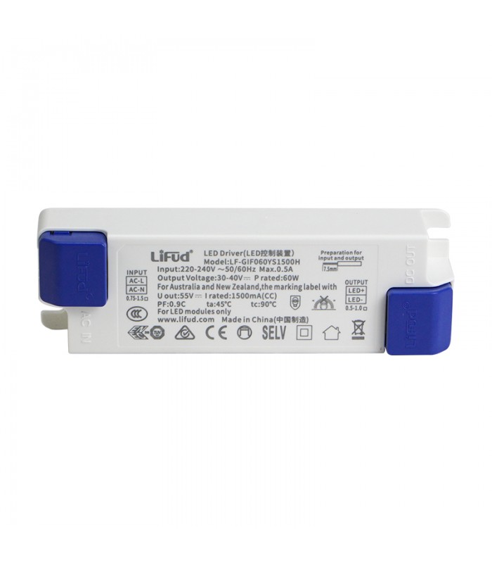 Driver LIFUD 62W OUT 30-40VDC 1550mA Free Flicker