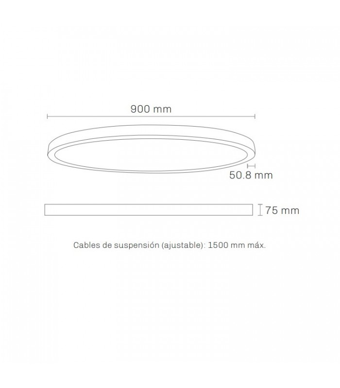 Lámpara Colgante circular ARC Ø900mm 60W 6900Lm Blanco