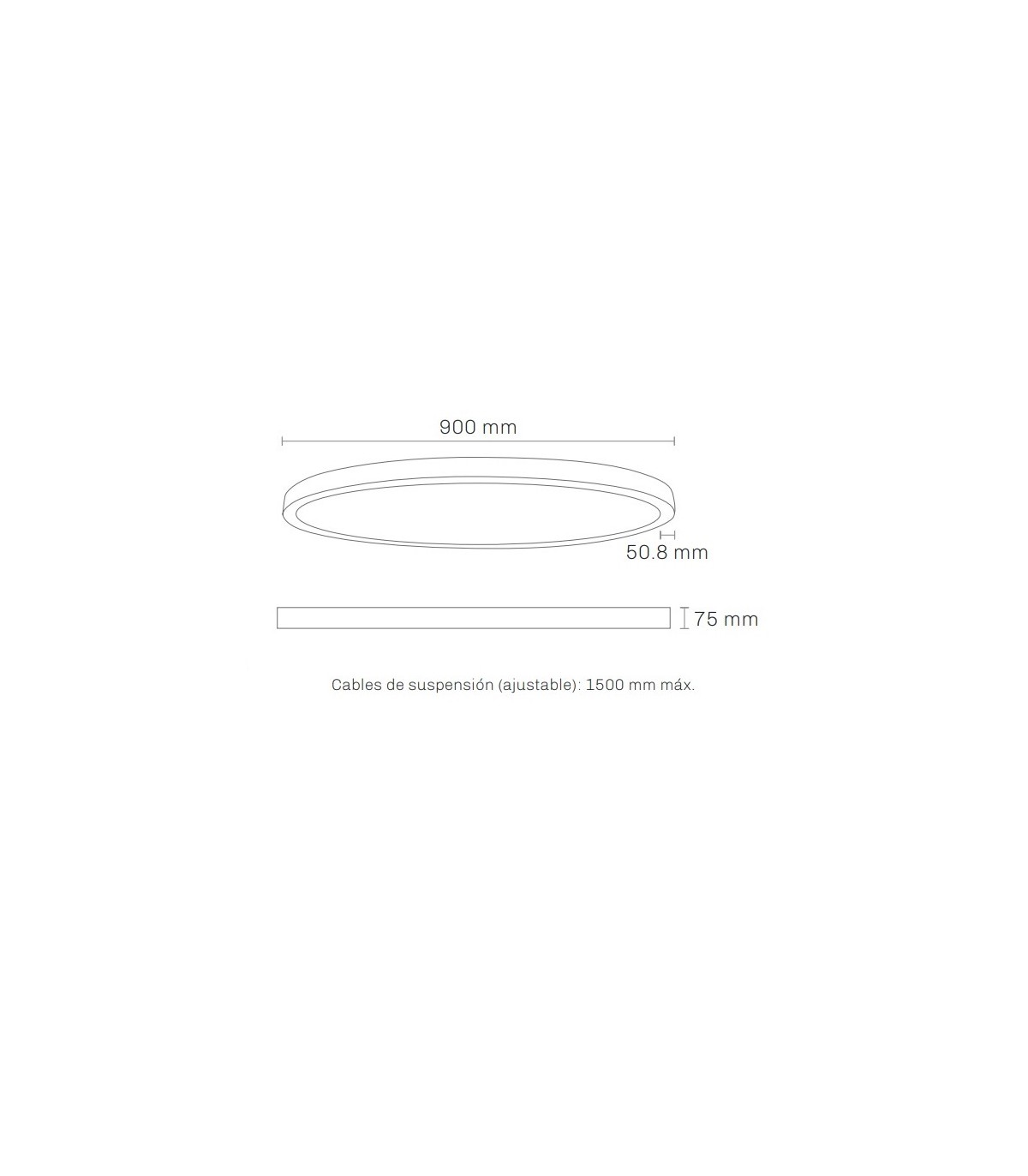 Lámpara Colgante circular ARC Ø900mm 60W 6900Lm Blanco