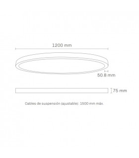Lámpara Colgante circular ARC Ø1200mm 80W 9200Lm Negro