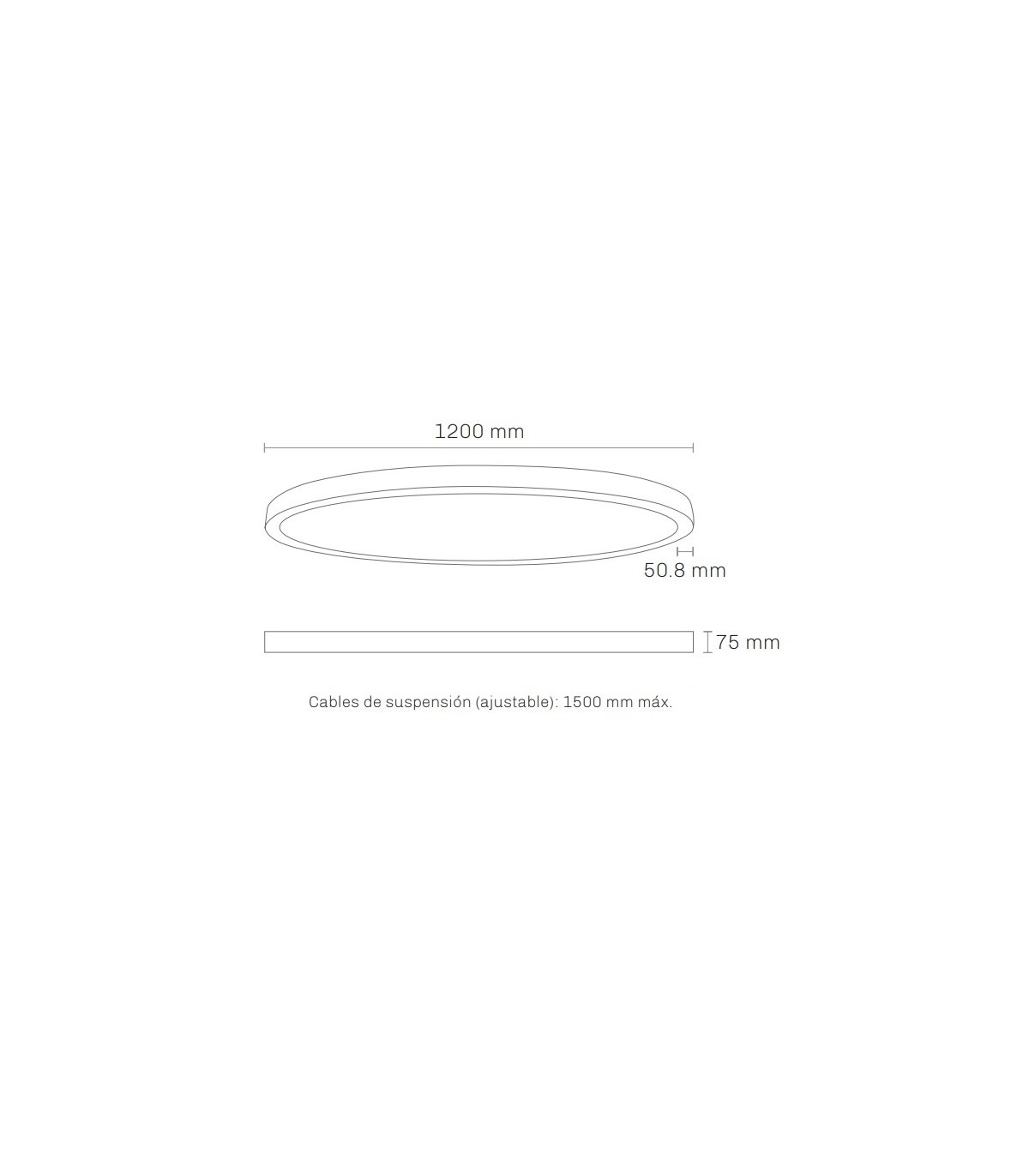 Lámpara Colgante circular ARC Ø1200mm 80W 9200Lm Negro