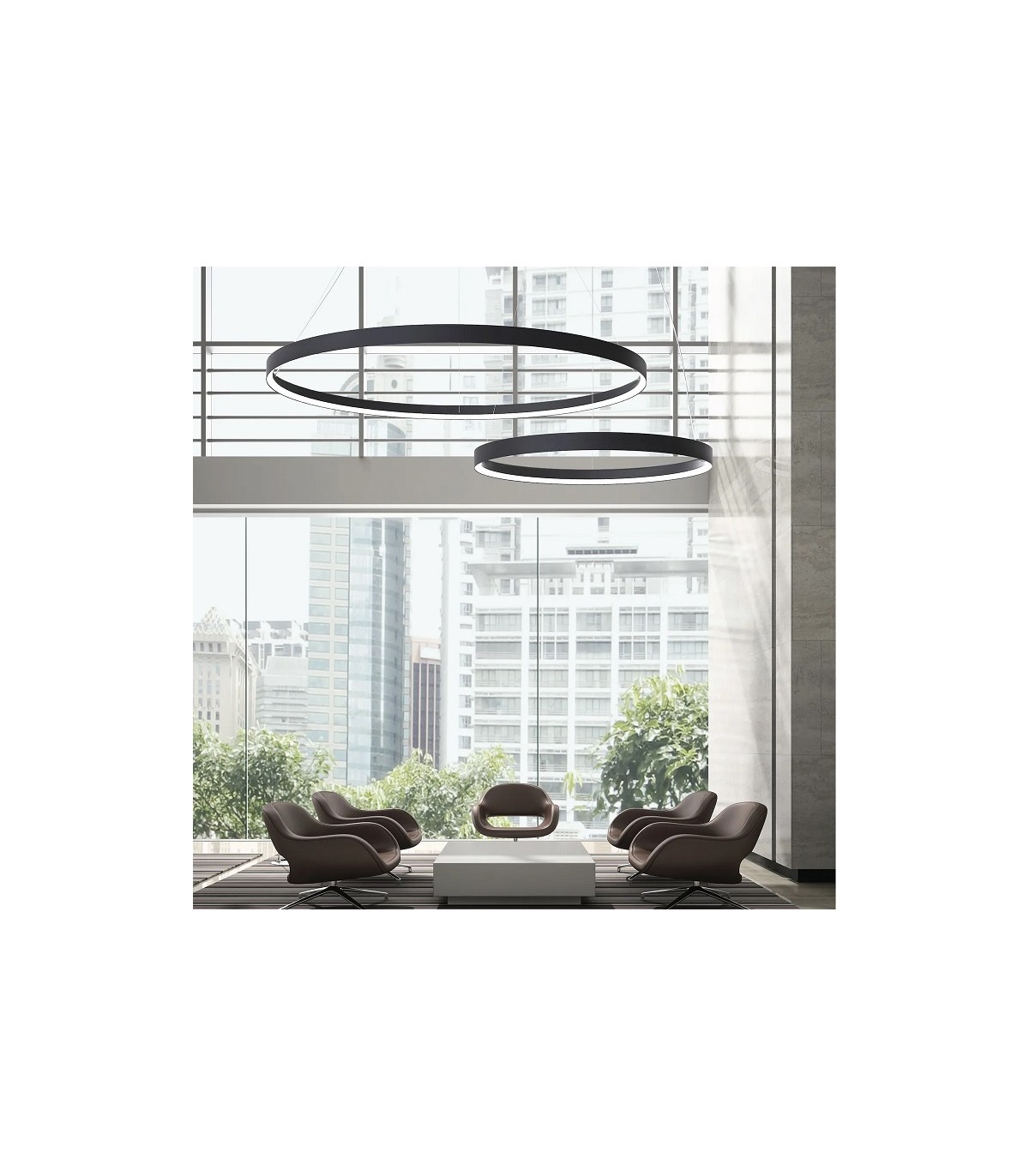 Lámpara Colgante circular ARC Ø1200mm 80W 9200Lm Negro