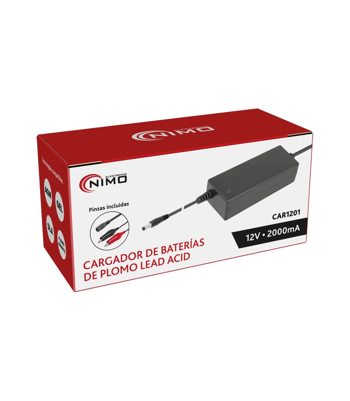 Cargador de baterías de Plomo y Gel 12V/2A