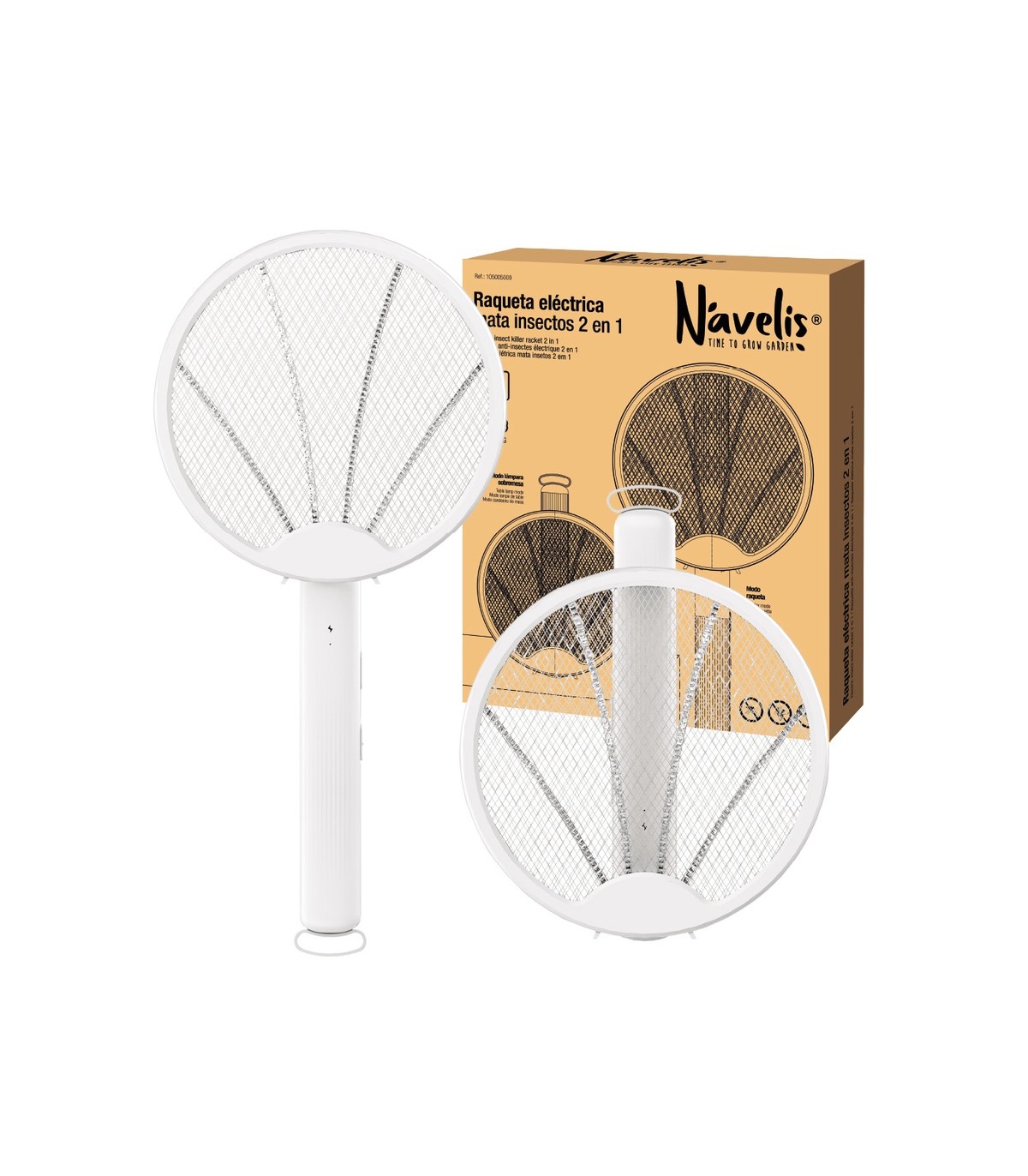 Raqueta eléctrica mata insectos 2 en 1 USB Recargable