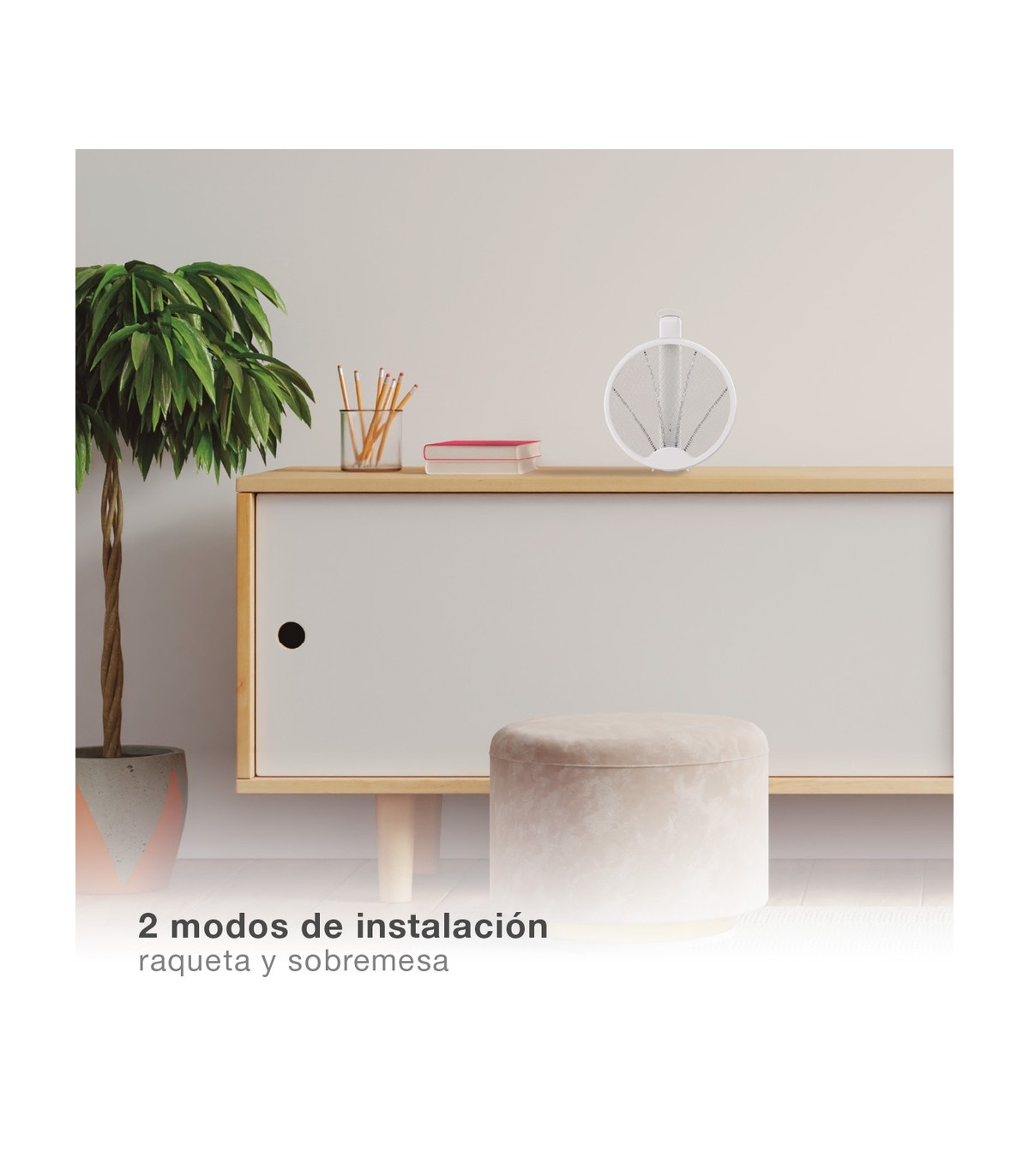 Raqueta eléctrica mata insectos 2 en 1 USB Recargable