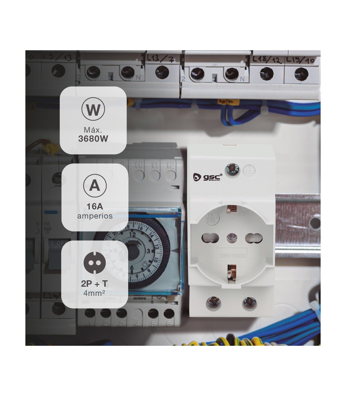 Toma de corriente Schuko modular DIN 250V 16A GSC