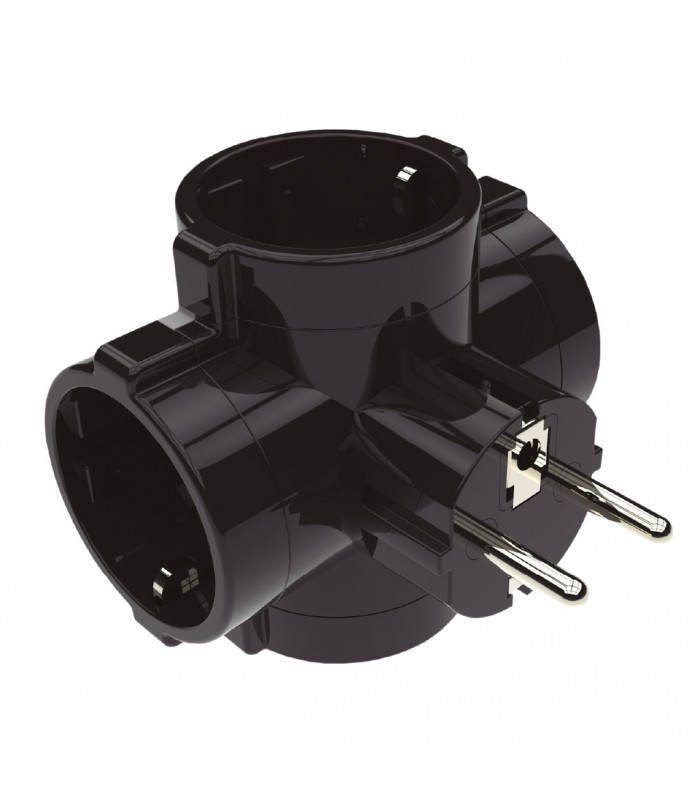 Ladrón cuatro Salidas Schuko 16A 250V Negro