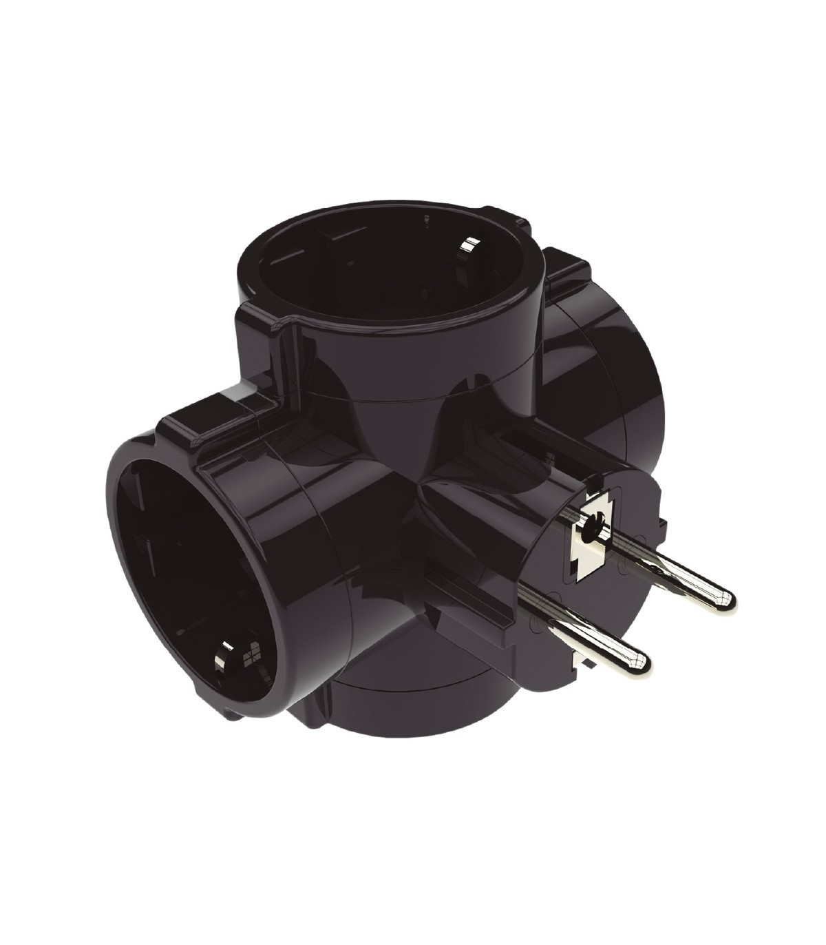 Ladrón cuatro Salidas Schuko 16A 250V Negro