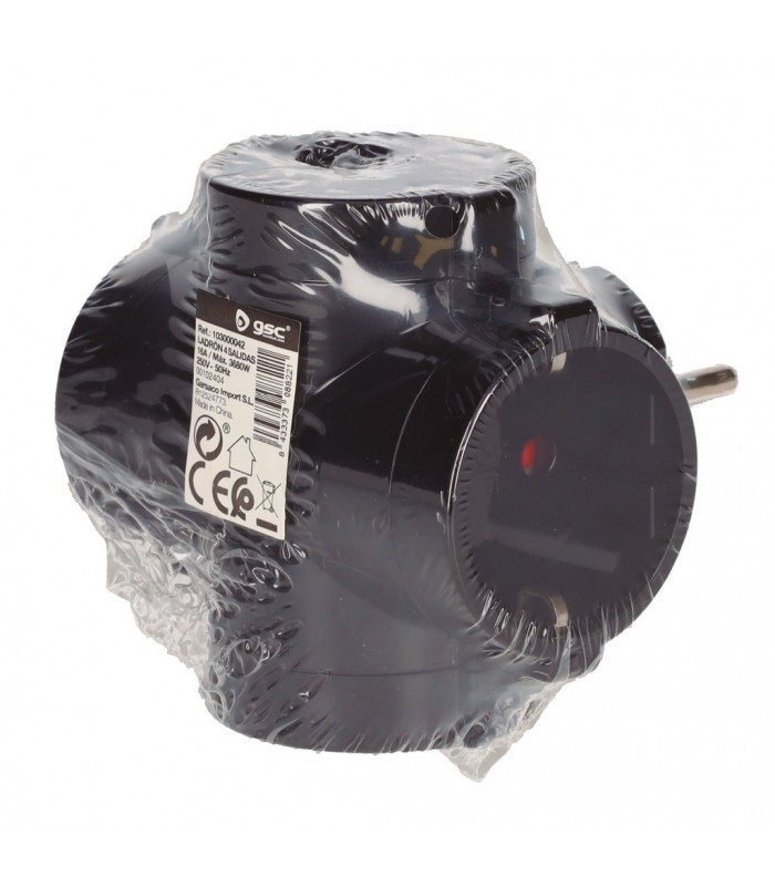 Ladrón cuatro Salidas Schuko 16A 250V Negro