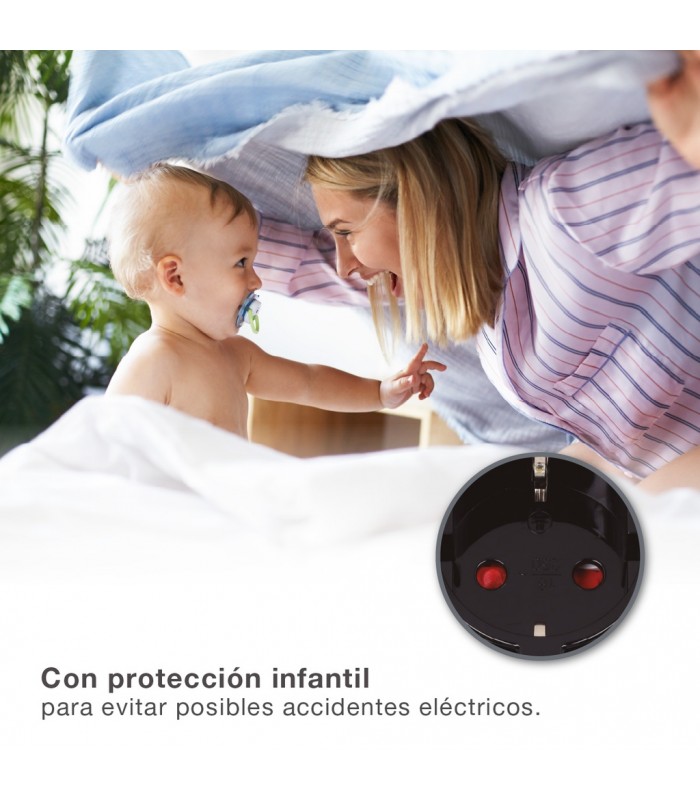 Ladrón cuatro Salidas Schuko 16A 250V Negro