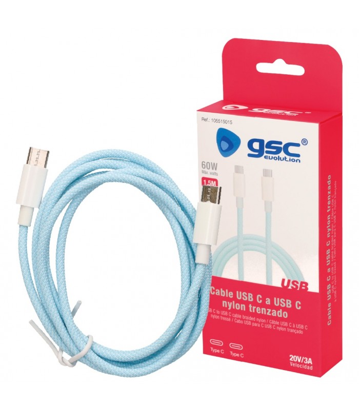 Cable USB Tipo C a USB Tipo C nylon trenzado 1,5M