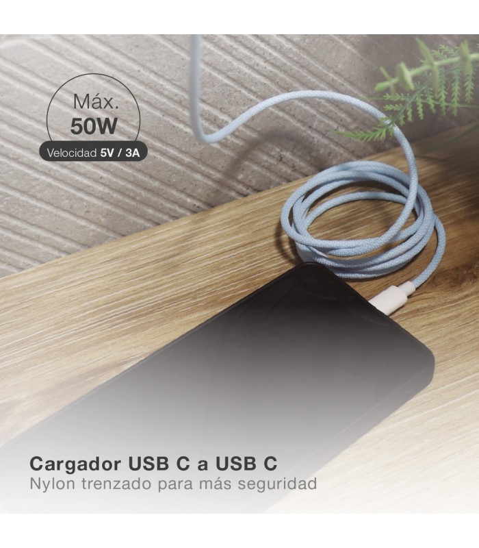 Cable USB Tipo C a USB Tipo C nylon trenzado 1,5M
