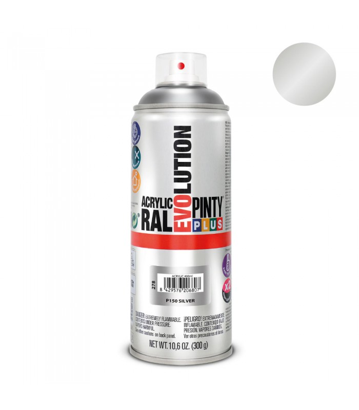 Pintura acrílica Spray EVOLUTION 520cc P150 PLATA
