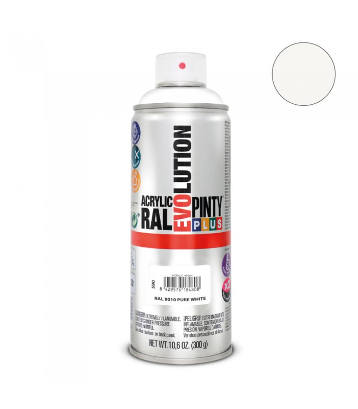 Pintura acrílica Spray EVOLUTION 520cc RAL9010 BLANCO PURO