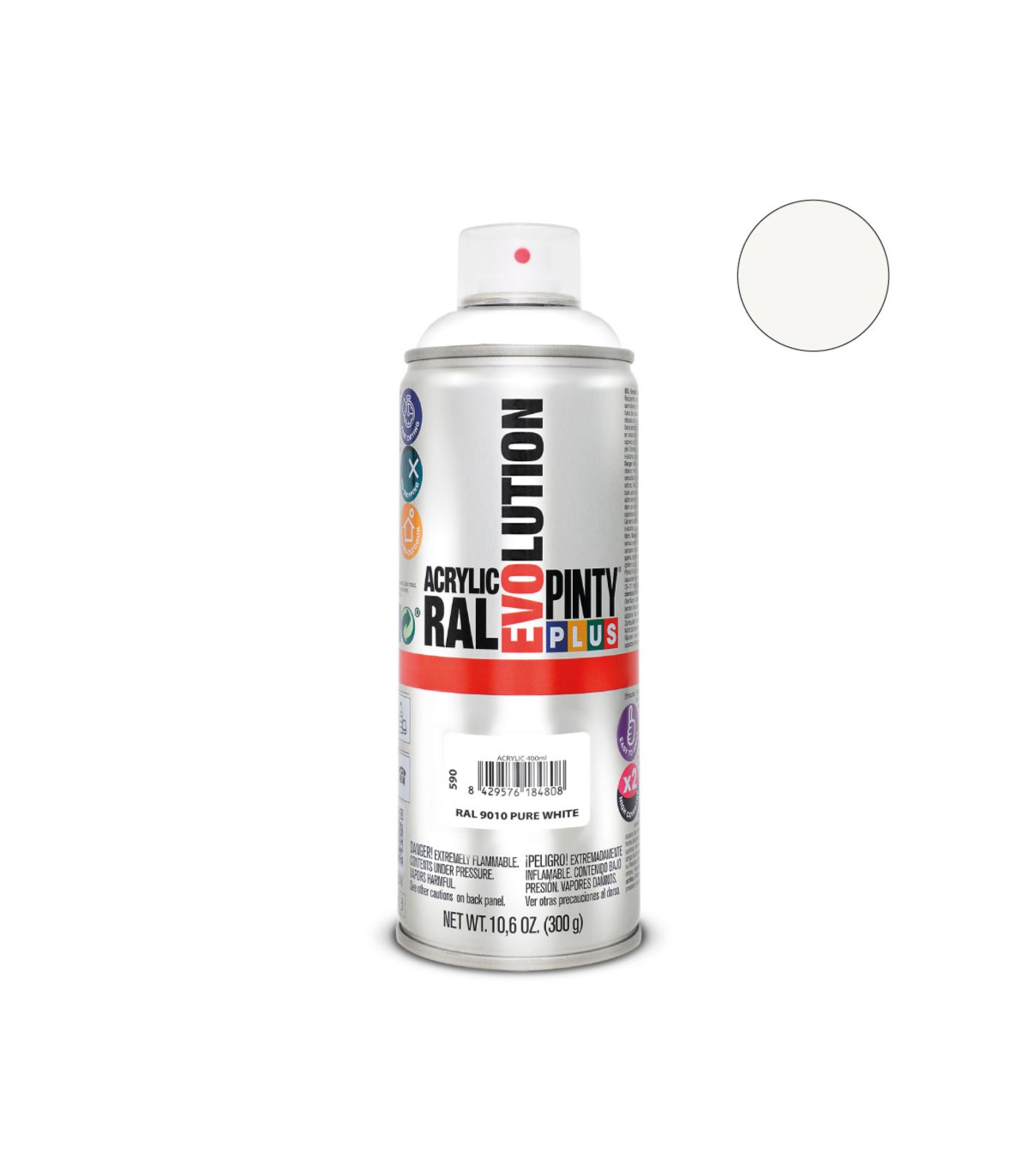 Pintura acrílica Spray EVOLUTION 520cc RAL9010 BLANCO PURO