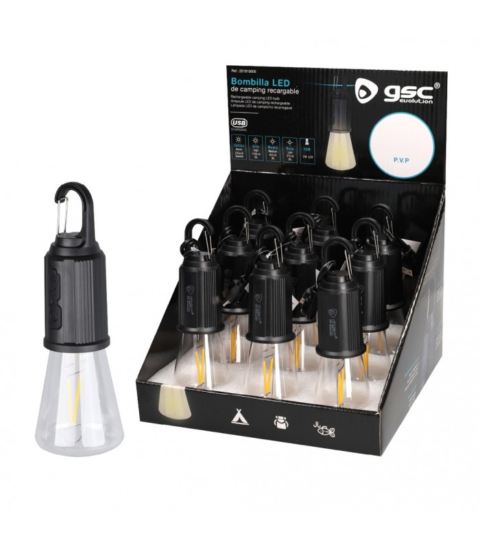 Bombilla LED camping recargable USB 2W 120Lm