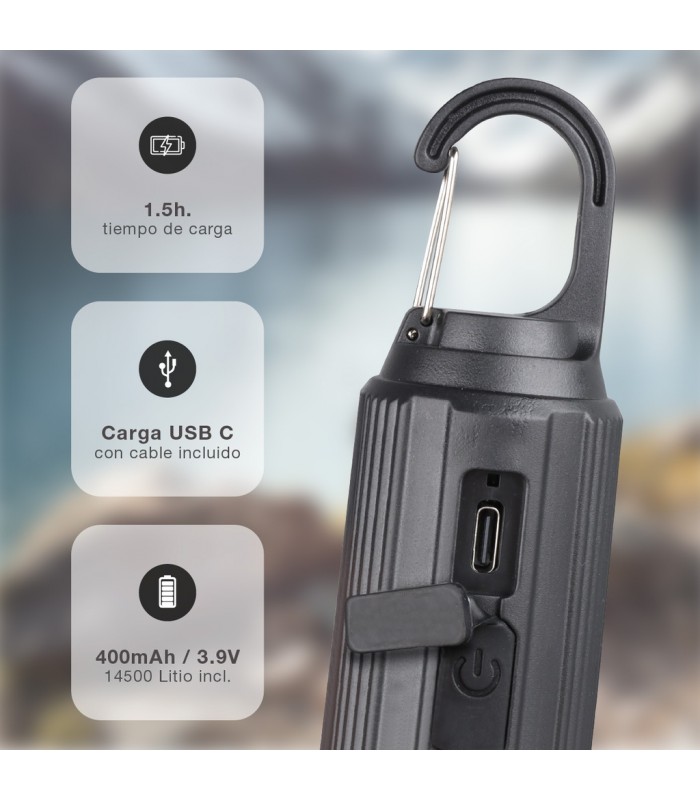 Bombilla LED camping recargable USB 2W 120Lm